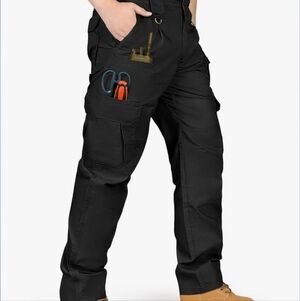 IGOLUMON Men's Stretch Tactical Pants, Breathable Ripstop 38W x 30L, Black